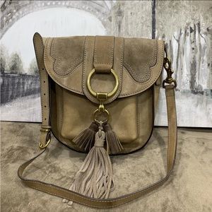 🩶🤎Frye Ilana Western Saddle. Leather Suede Harness  Crossbody Bag 🩶🤎